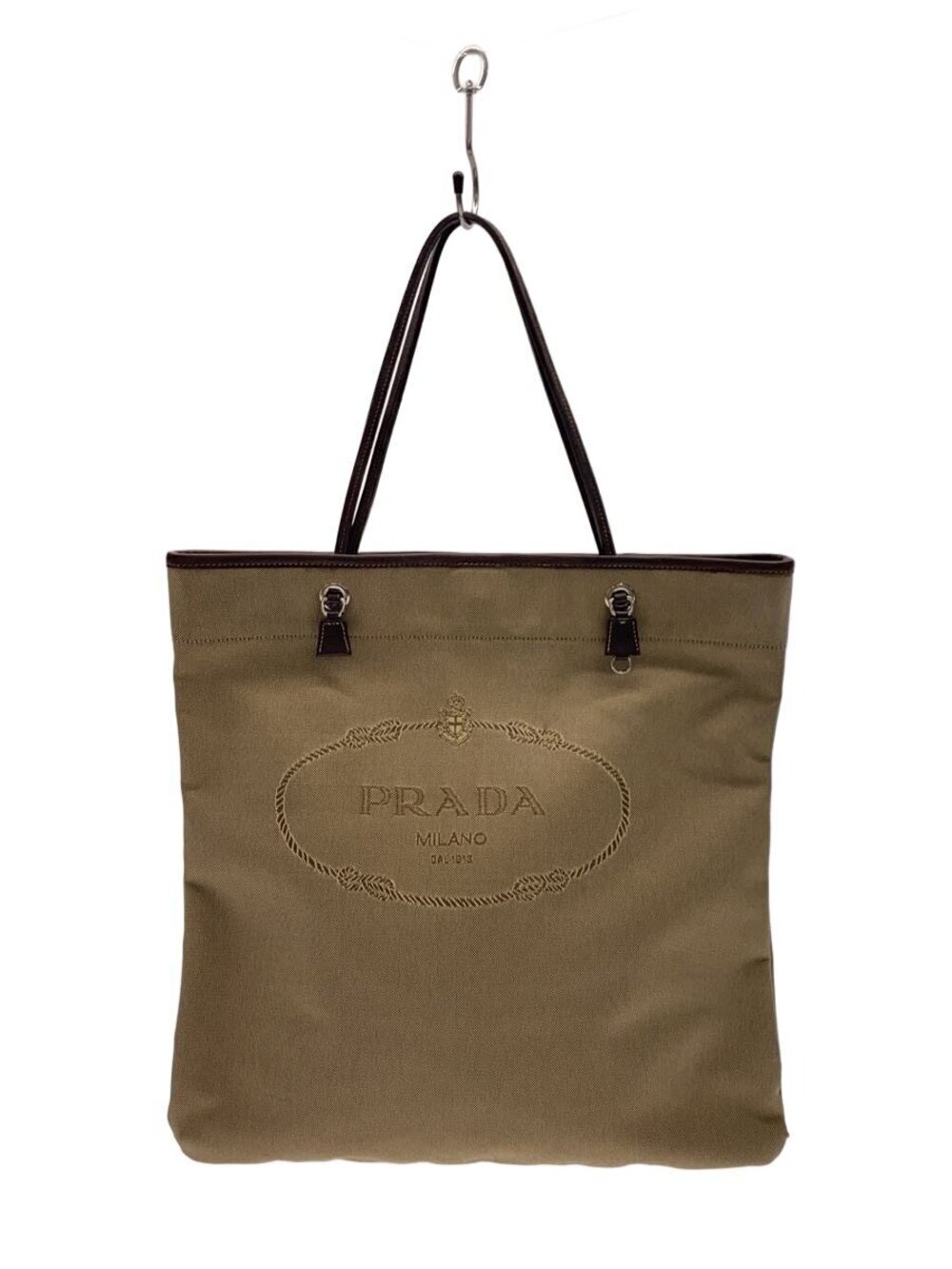 Prada Shoulder Bag Canvas Khaki Green